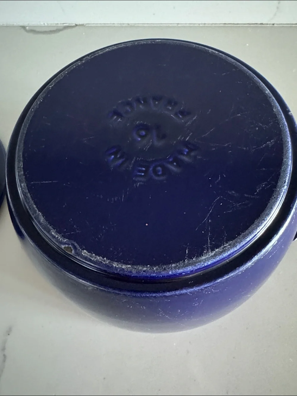 Staub Navy Blue Cast Iron Petite French Oven with Brass Knob